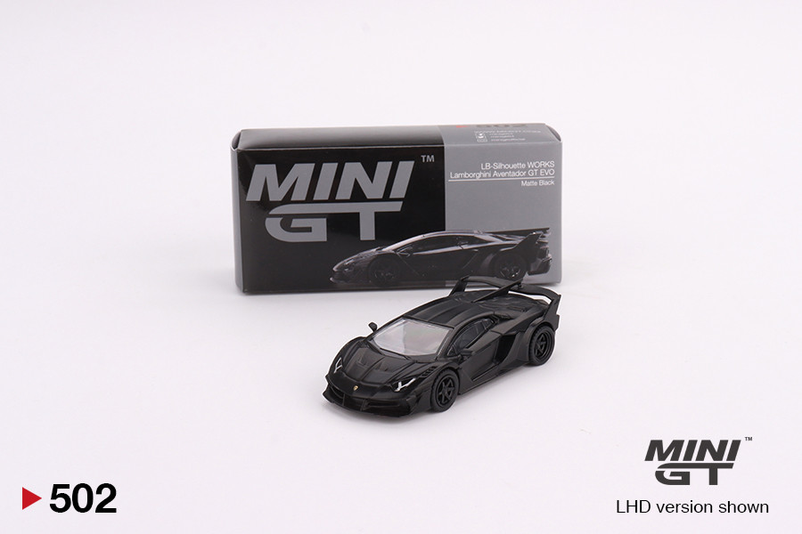 Mini GT LAMBORGHINI LB-SILHOUETTE WORKS AVENTADOR GT EVO MATTE BLACK - MINI GT 502